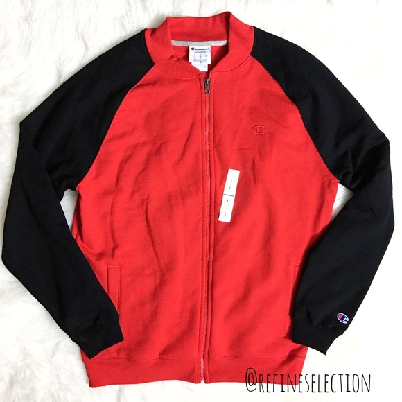 black and red champion jacket